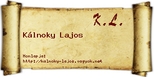Kálnoky Lajos névjegykártya
